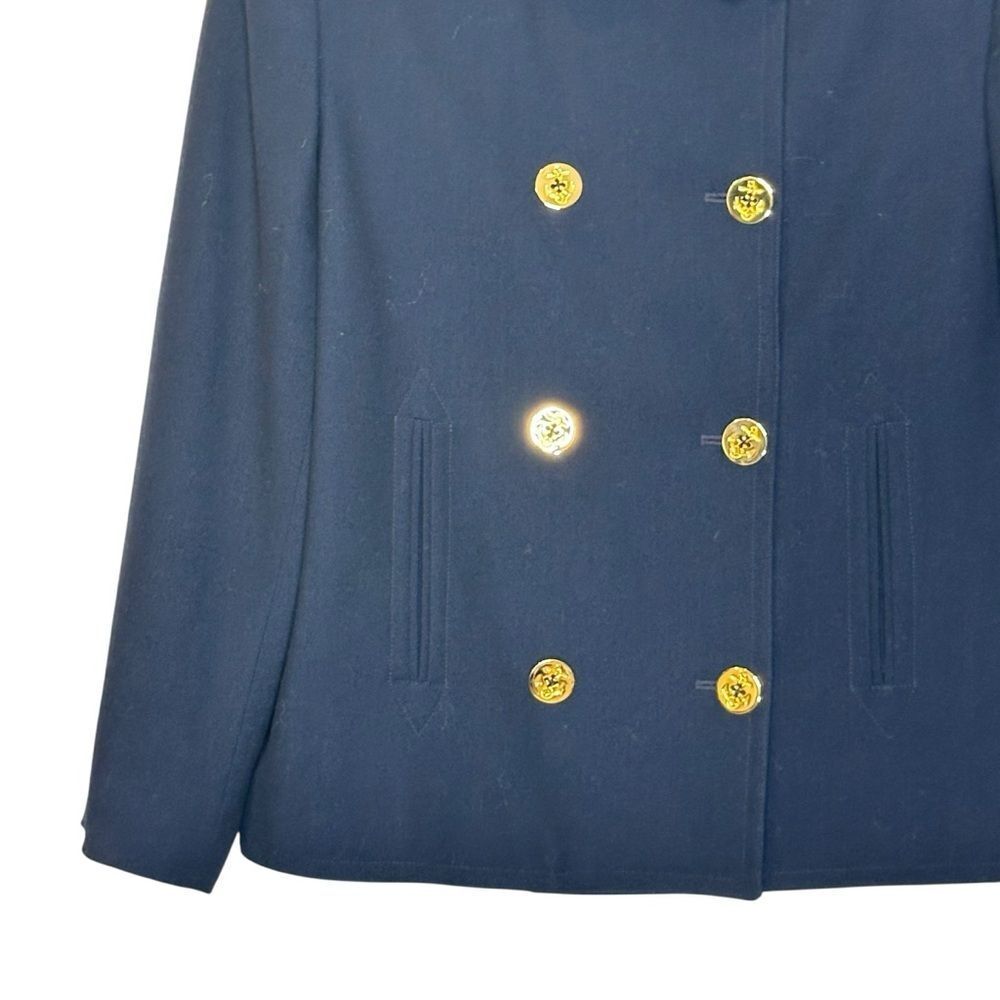 Vintage Ralph Lauren Navy Blue Wool Vintage Gold Button Pea Coat | 16 - Picture 3 of 8